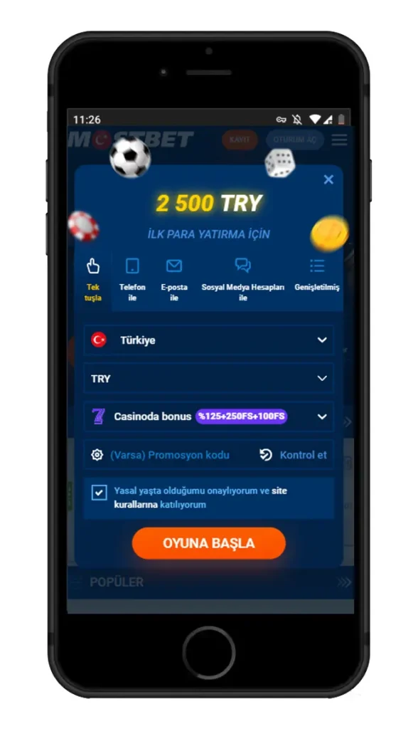 Registration Bonus Mostbet TR